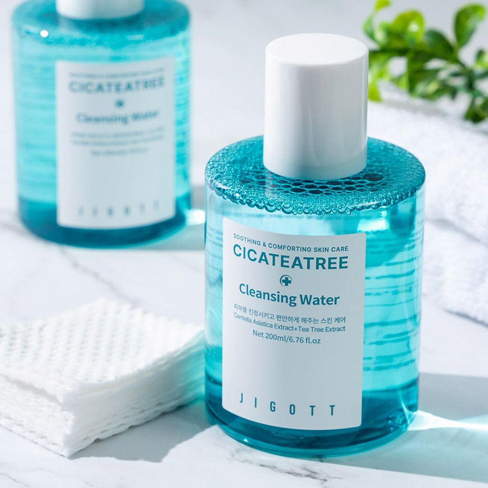 JIGOTT Cica Tea Tree Cleansing Water 200ml Calm Sooth Pore Sebum Makeup Remover _ Made in Korea